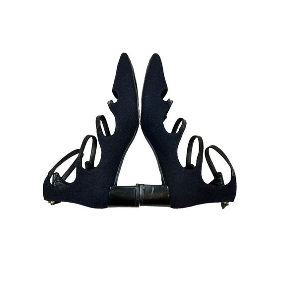Tory Burch Navy Wool Stappy Block Heels - Picture 6 of 10